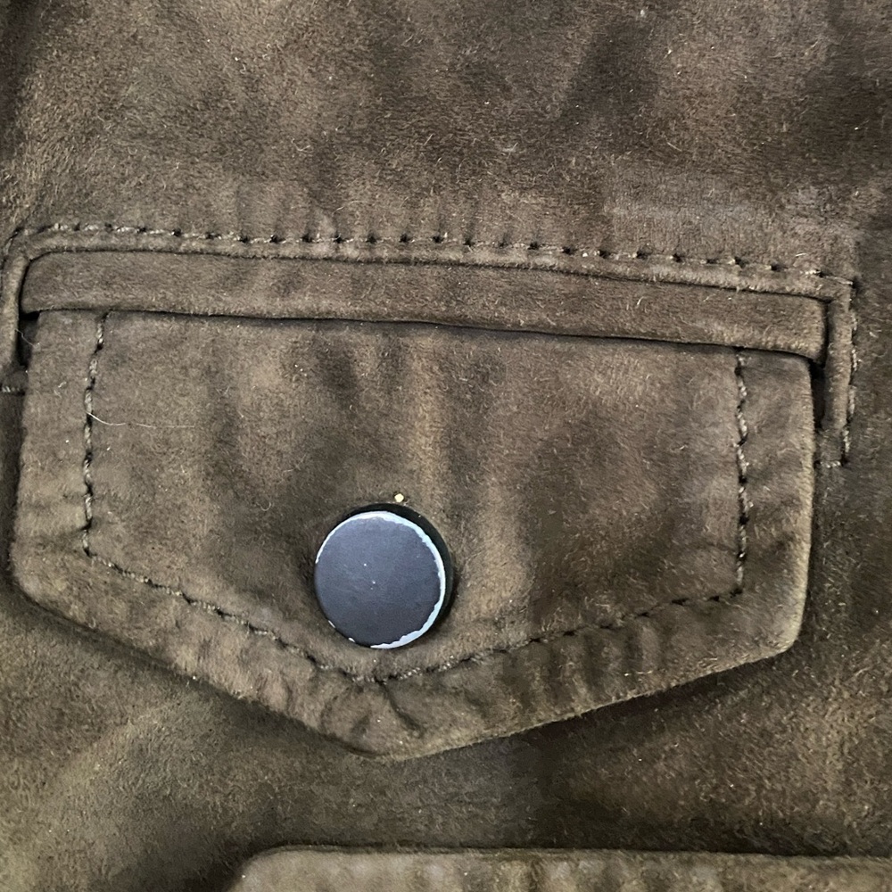 ALLSAINTS Hitchen Graphite Dark Brown 100% Goat Leather Suede Moto Jacket 2 - Picture 8 of 16